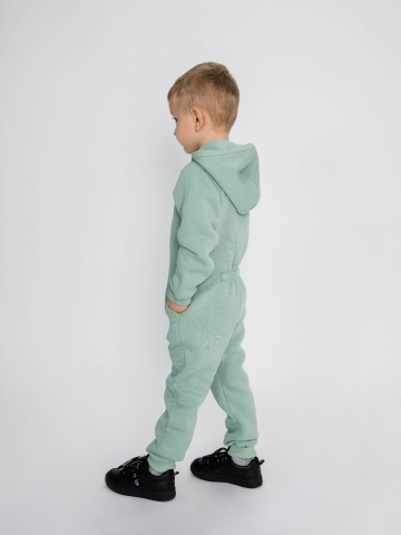 318-ОЛ. Комбинезон на молнии с капюшоном,  олива, хлопок 65%, 35% ПЭ, 3 нитка толстовка (начёс) 86,92,98,104